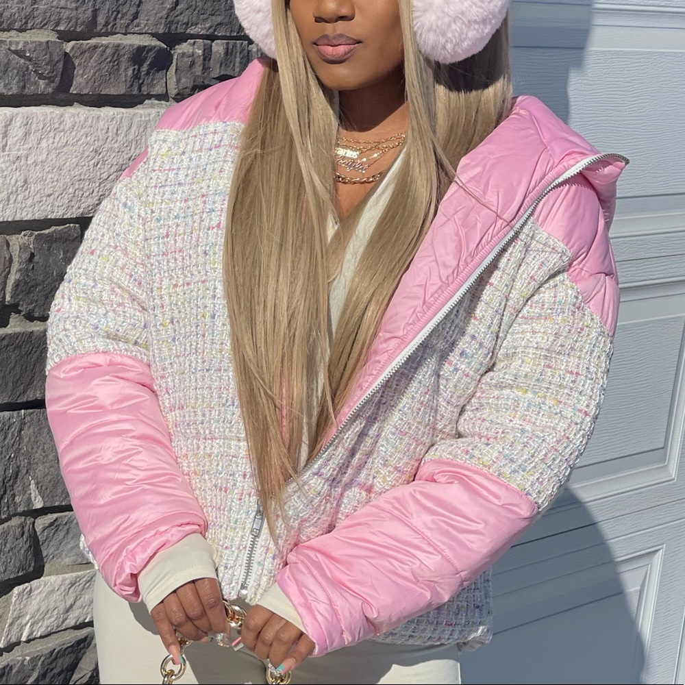 Pink tweed winter coat